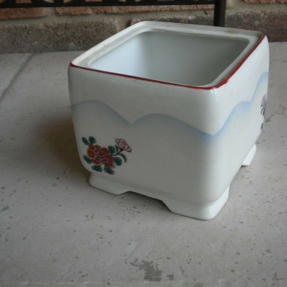 Vintage Floral Geisha Scene Japan Planter Rare - Picture 3 of 5